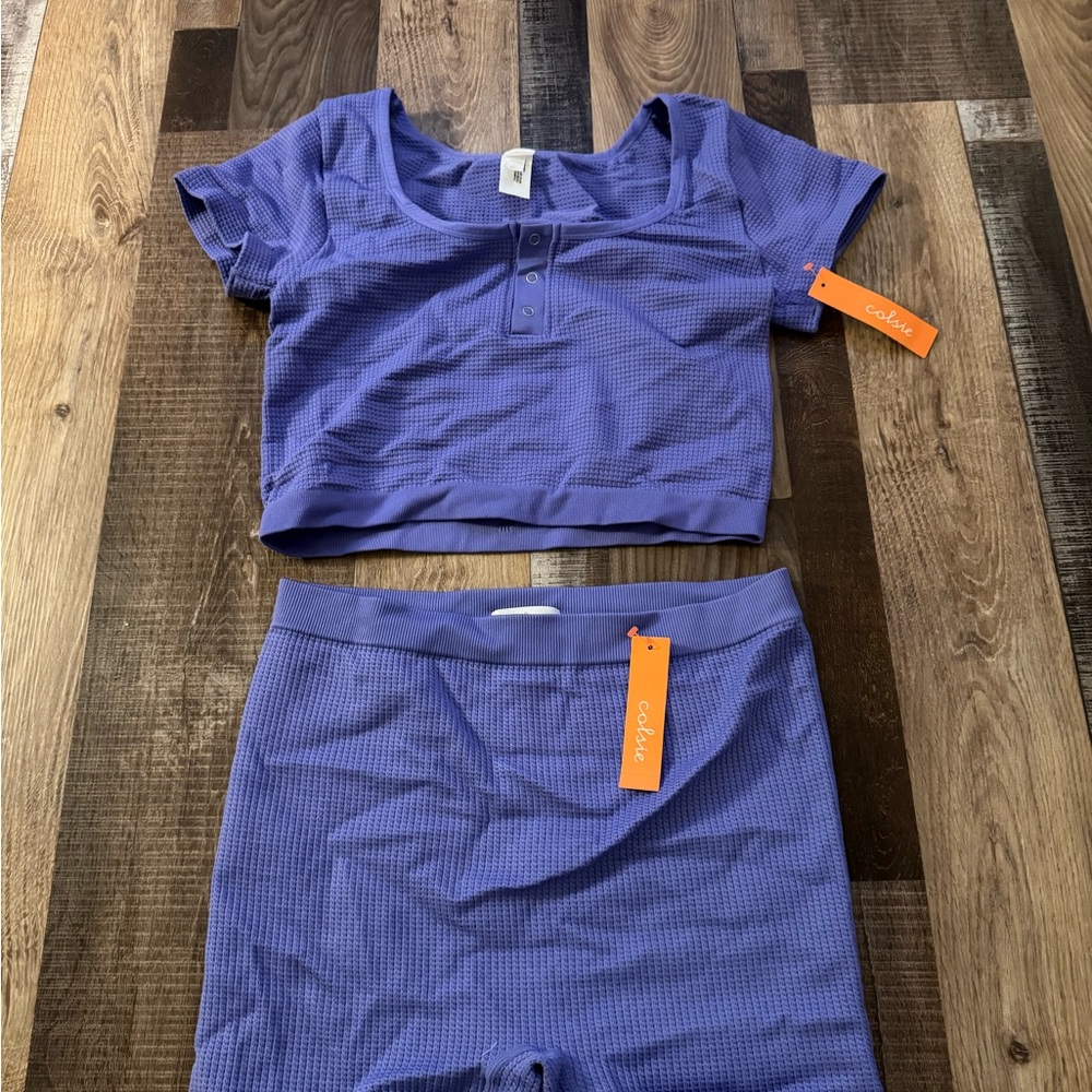Colsie Lavender Waffle Knit Set